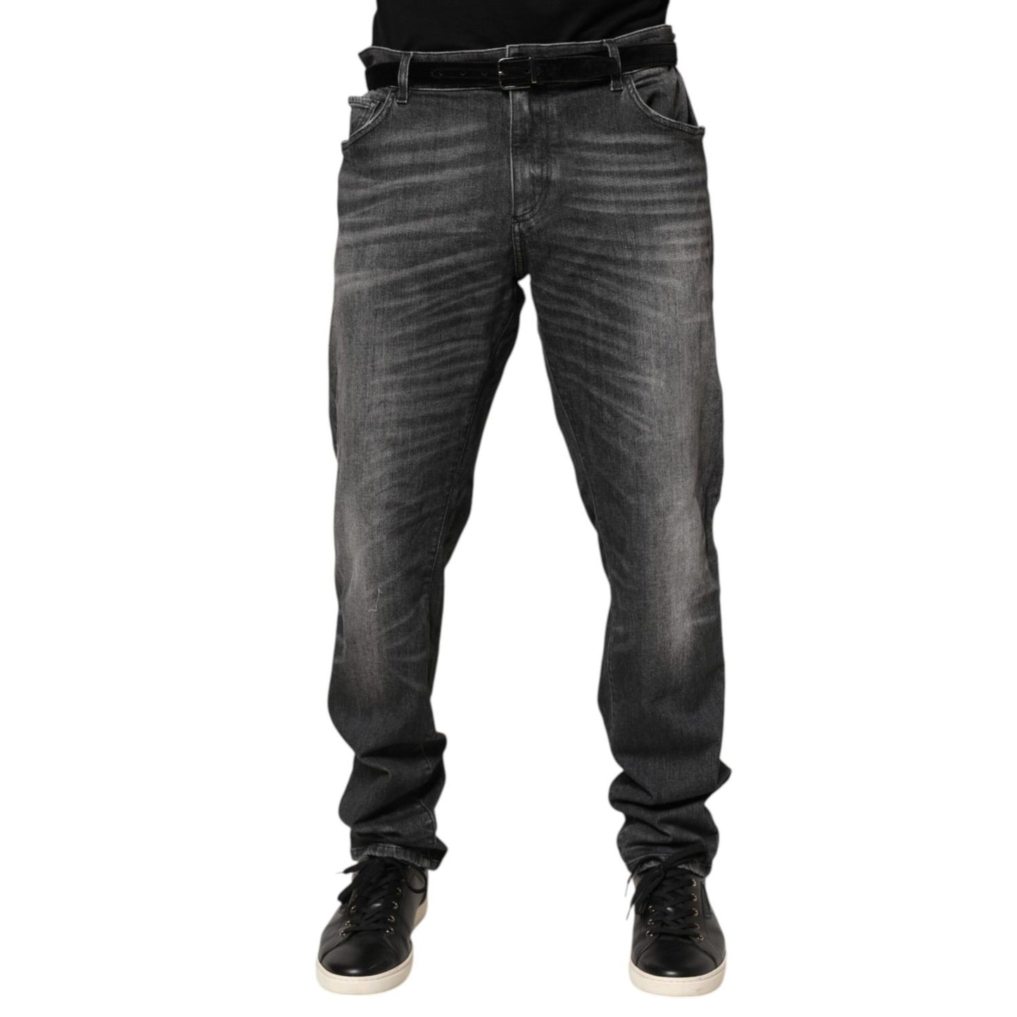 Dolce & Gabbana Black Gray Wash Slim Fit Straight Leg Denim Jeans