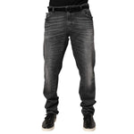Dolce & Gabbana Black Gray Wash Slim Fit Straight Leg Denim Jeans