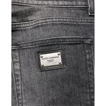 Dolce & Gabbana Black Gray Wash Slim Fit Straight Leg Denim Jeans back pocket detail