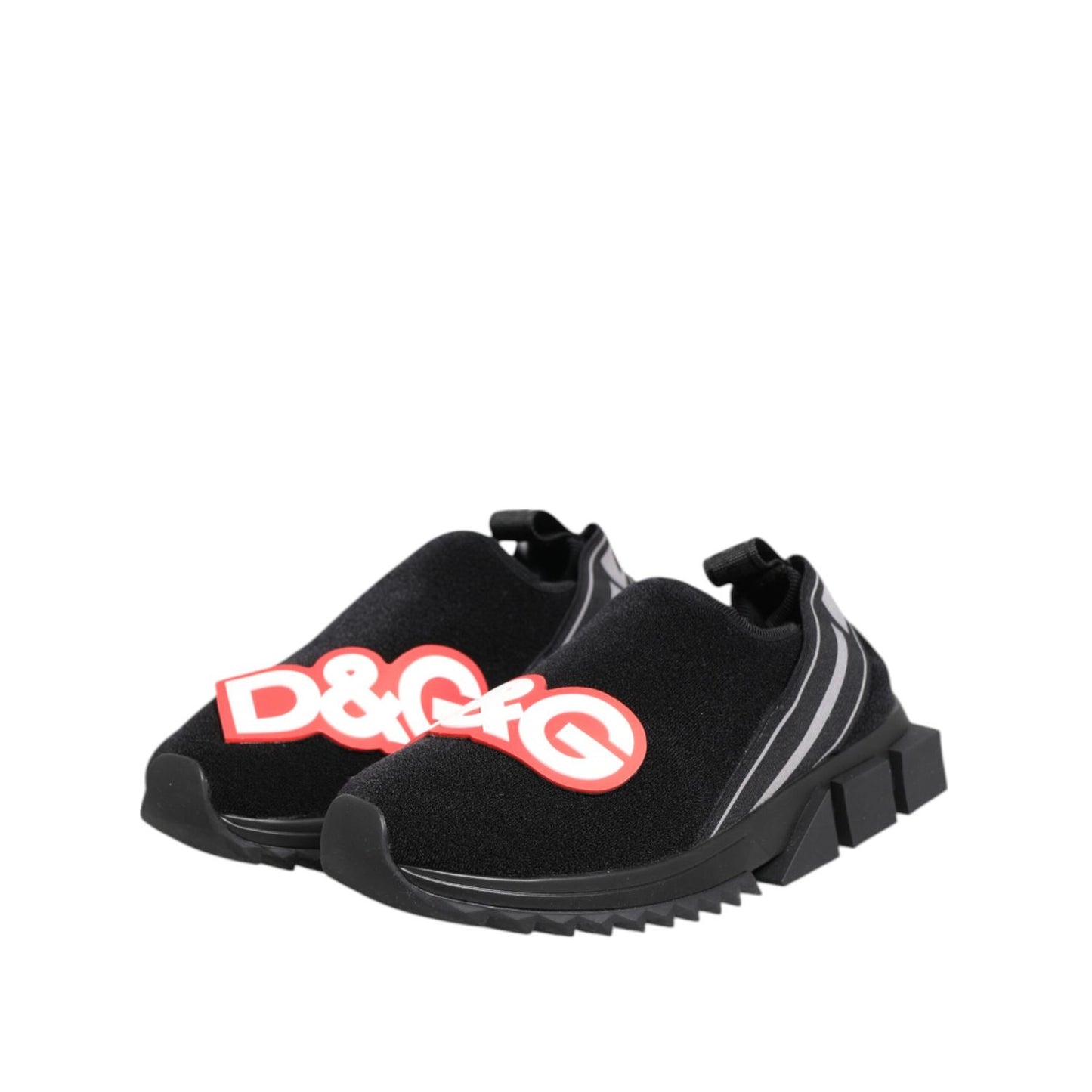 Dolce & Gabbana Black Grey Slip On Sorrento Sneakers Shoes