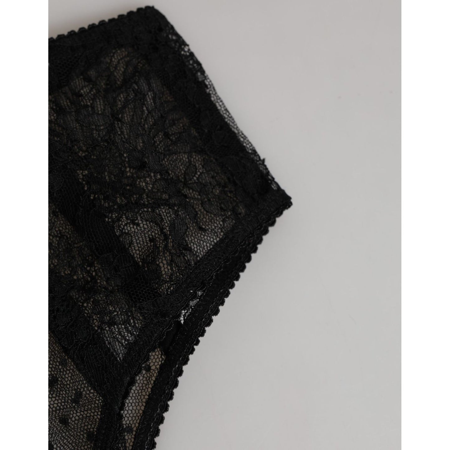Dolce & Gabbana Black Lace Polka Dot Mesh High Waist Underwear
