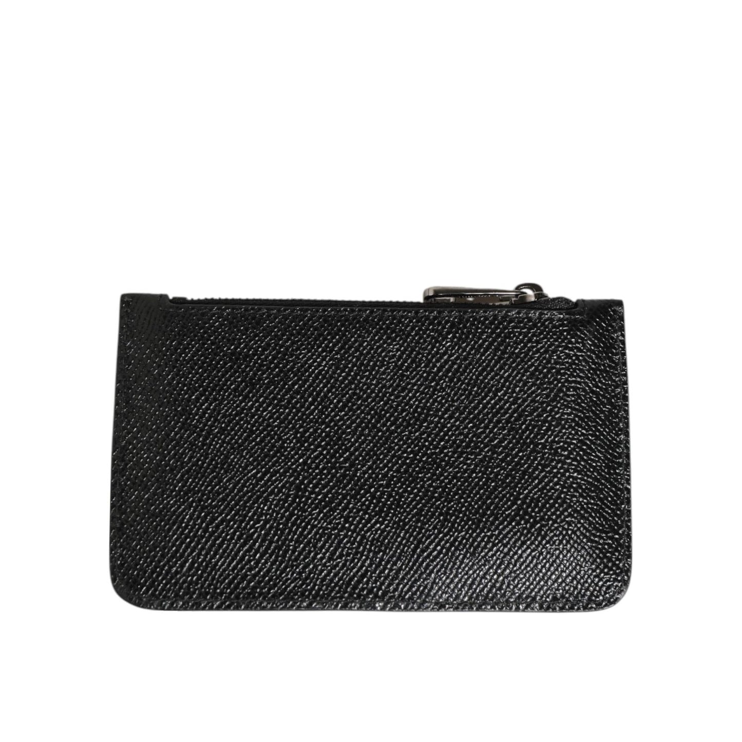 Dolce & Gabbana Black Leather Chain Link Mens Coin Purse Key Clip Holder Wallet