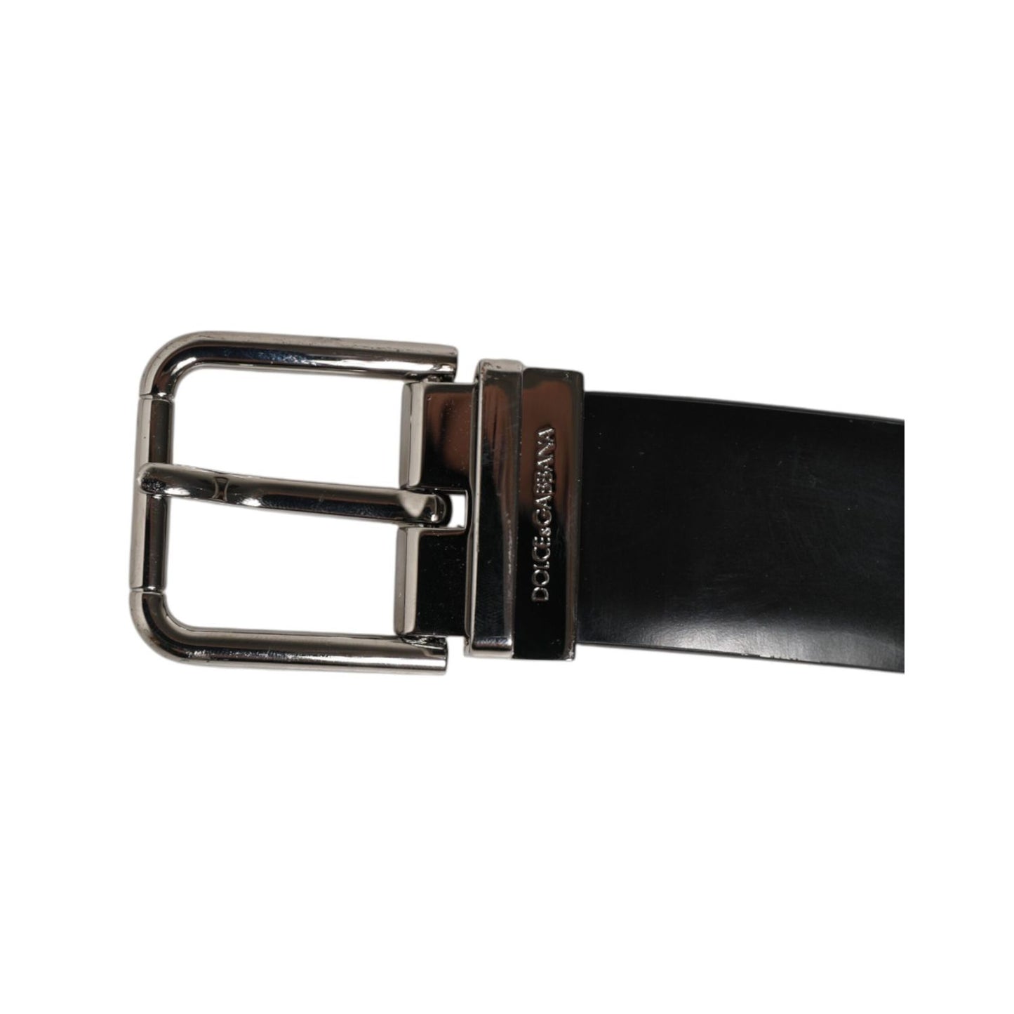 Dolce & Gabbana Black Leather Classic Metal Buckle Men Belt
