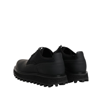 Dolce & Gabbana Black Leather Lace Up Trekking Dress Shoes