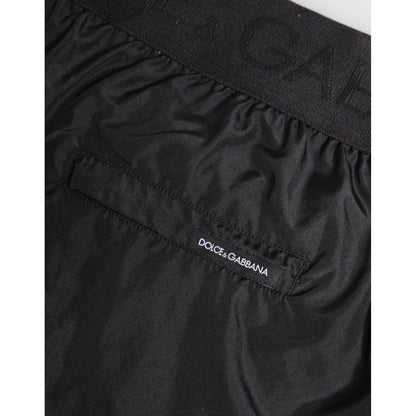 Dolce & Gabbana Black Logo Print Beachwear Men Shorts Swimwear
