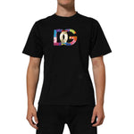 Dolce & Gabbana Black Logo Print Cotton Men Crew Neck T-shirt, short sleeve, iconic design, premium quality, regular fit.