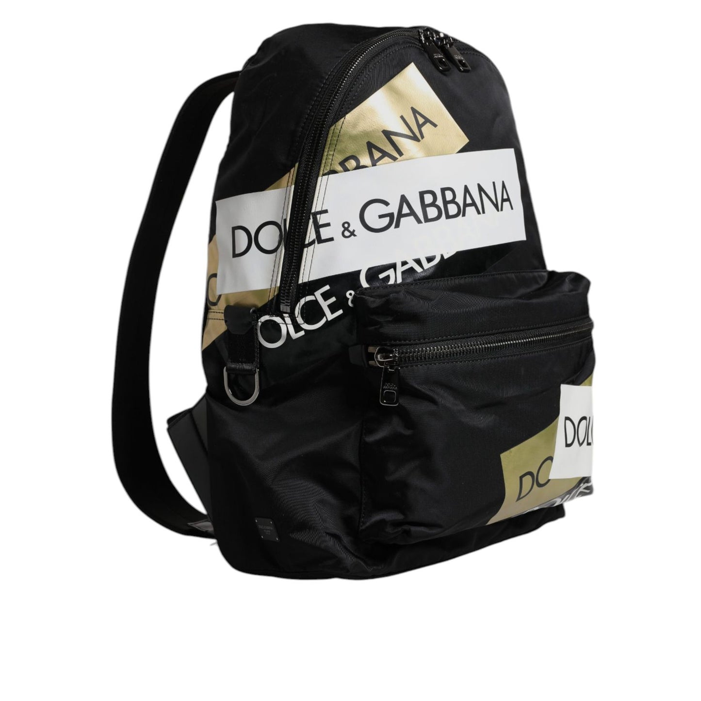 Dolce & Gabbana Black Logo Tape Polyamide School Travel Backpack Men Bag