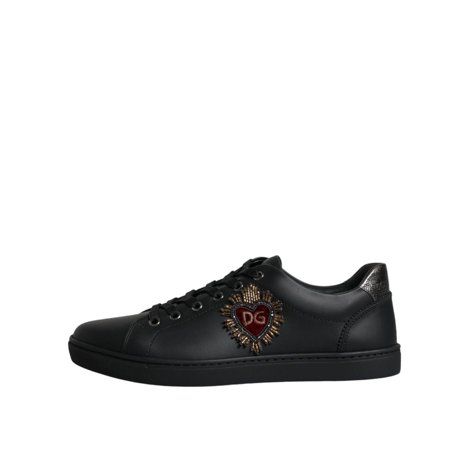 Dolce & Gabbana Black London Sacred Heart Men Sneakers Shoes