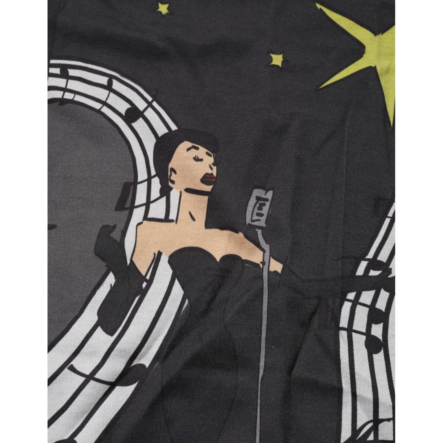 Dolce & Gabbana Black Musical Print Cotton Crew Neck T-shirt