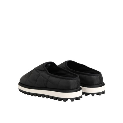 Dolce & Gabbana Black Nylon Low Top Slip On Sneaker Shoes