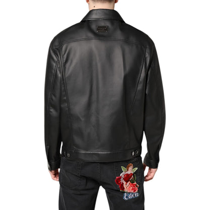 Dolce & Gabbana Black Polyester Button Down Biker Jacket