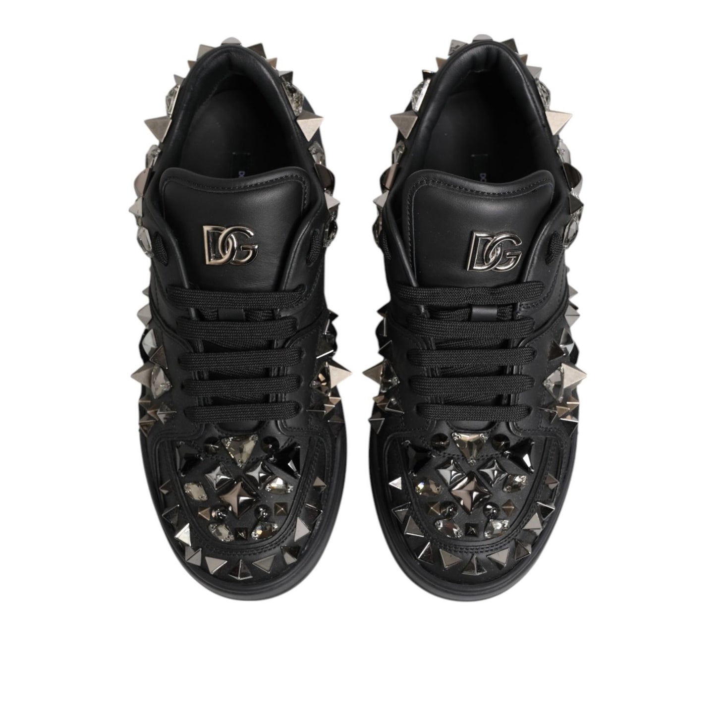 Dolce & Gabbana Black Portofino Studded Men Sneakers Shoes