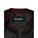 Dolce & Gabbana Black Red Floral Silk Bomber Blouson Jacket close-up with label