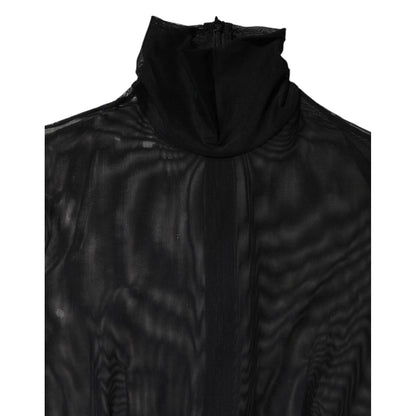 Dolce & Gabbana Black Sheer Mesh Long Sleeve Jumpsuit Bodysuit Dress