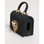 Dolce & Gabbana Black Silicone Devotion Heart Cover Hand Bag Airpod Case, quilted with gold detailing and missing shoulder chain.