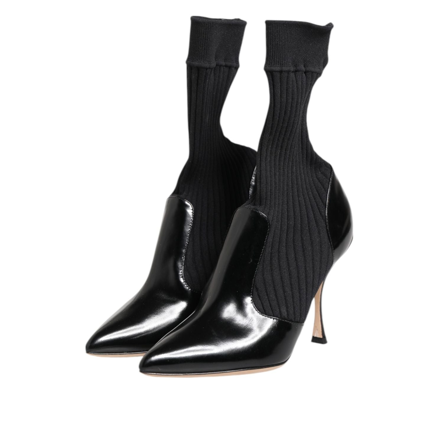 Dolce & Gabbana Black Stretch Stilettos Booties Socks Shoes