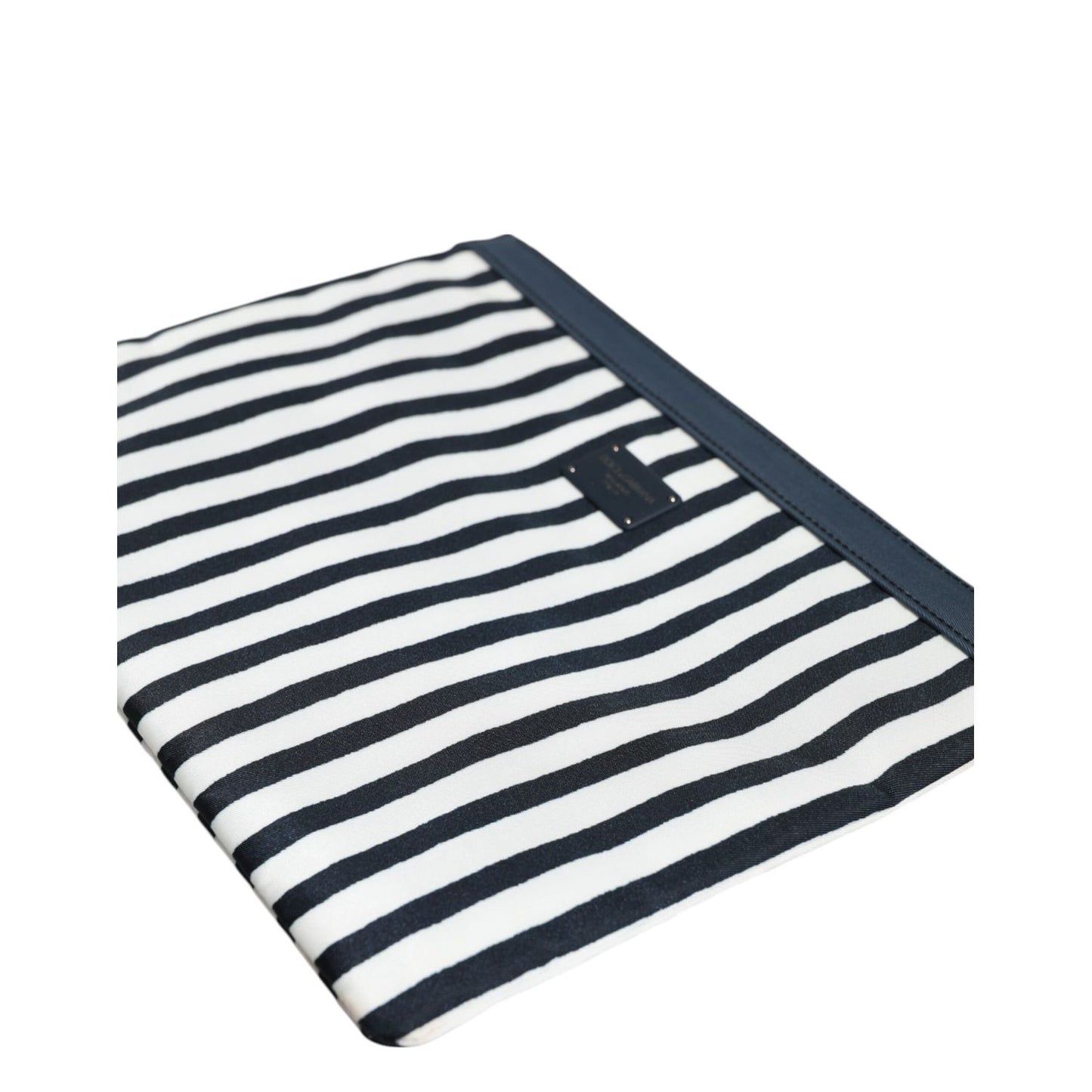 Dolce & Gabbana Black White Striped Logo Plaque Clutch Borse Pouch Bag