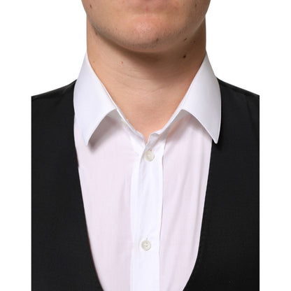 Dolce & Gabbana Black Wool Dress Formal Men Waistcoat Vest