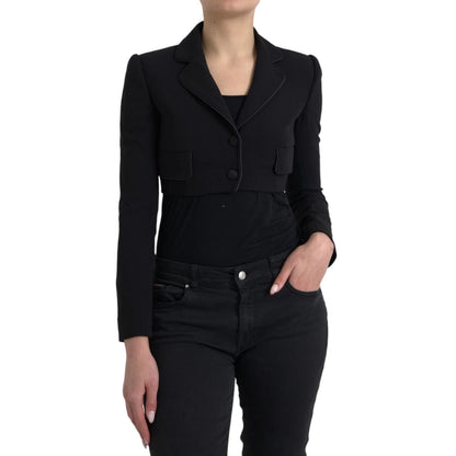 Dolce & Gabbana Black Wool Single Breasted Cropped Jacket