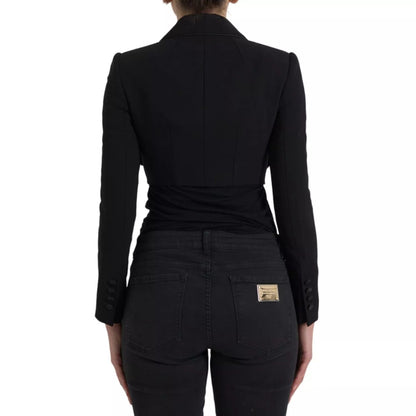 Dolce & Gabbana Black Wool Single Breasted Cropped Jacket