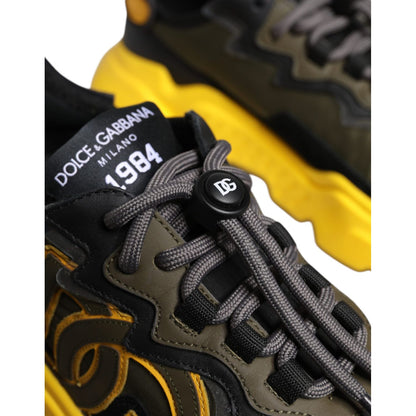 Dolce & Gabbana Black Yellow Daymaster Low Top Sneakers Shoes