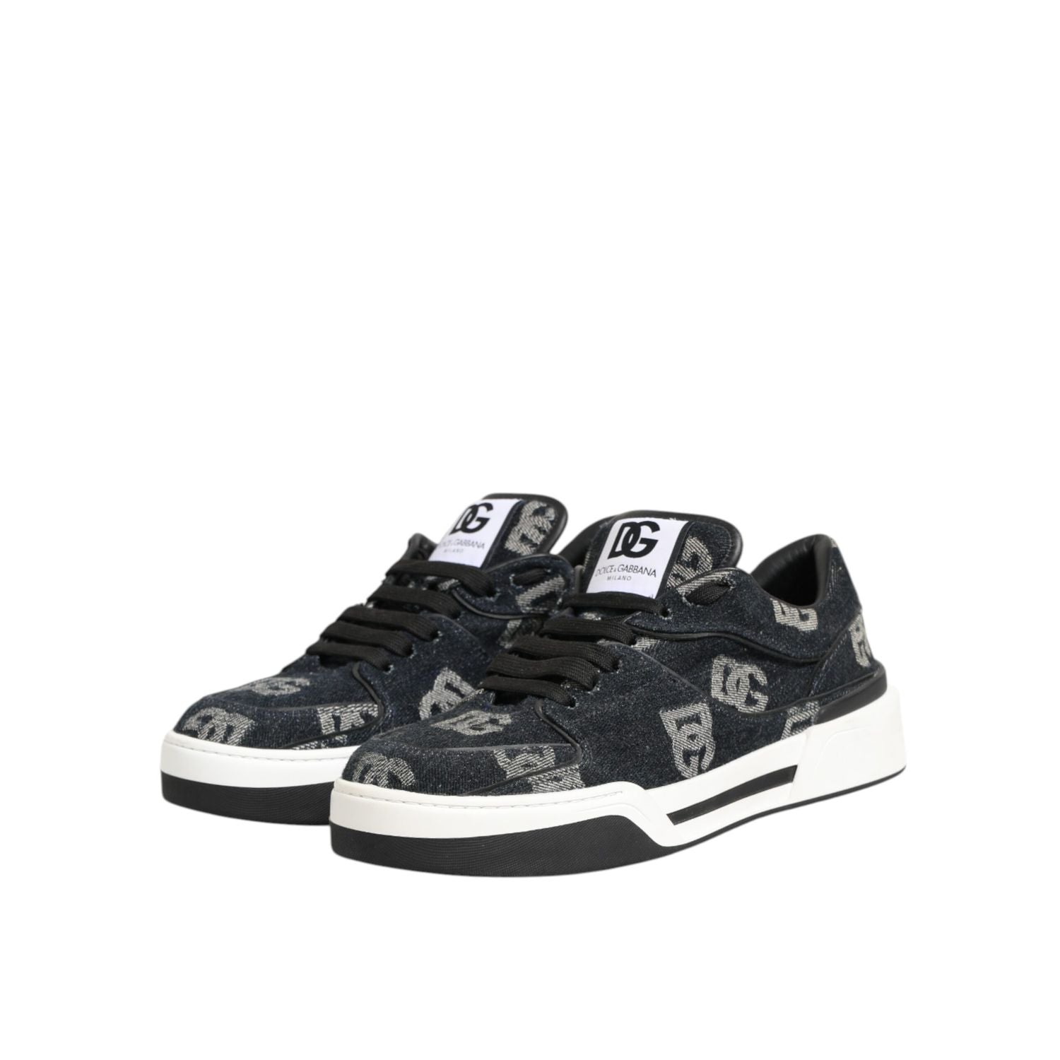 Dolce & Gabbana Blue Cotton Denim Logo Low Top Sneakers Shoes