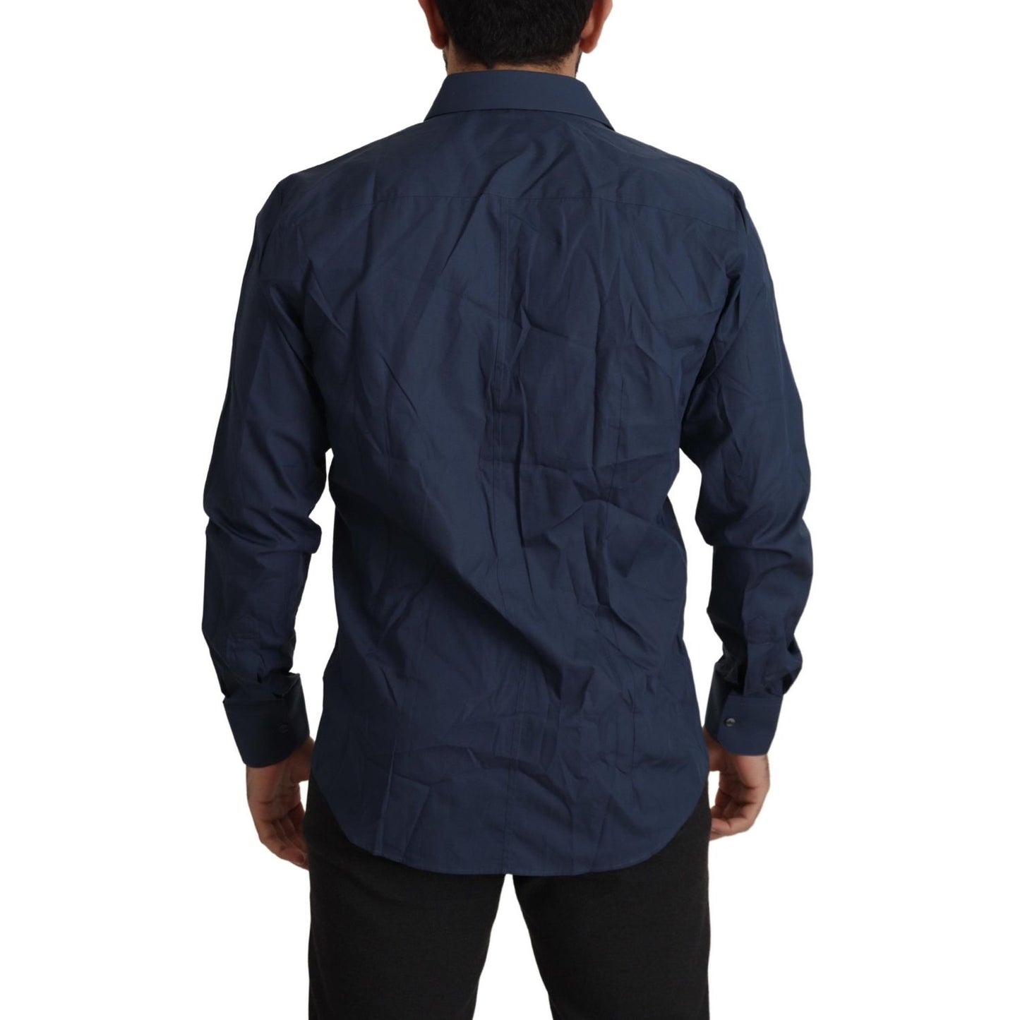 Dolce & Gabbana Blue Cotton MARTINI Slim Fit Dress Shirt