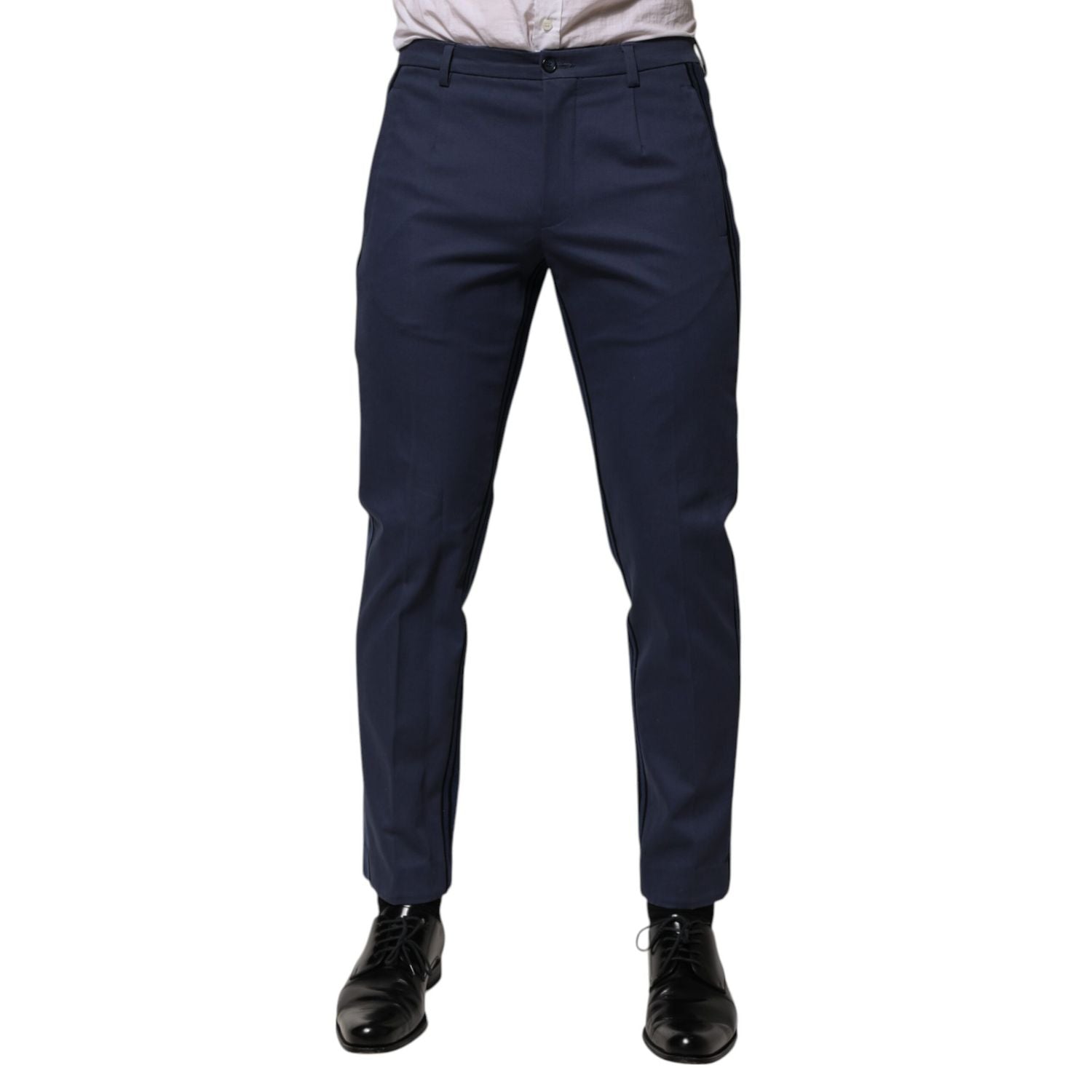 Dolce & Gabbana Blue Cotton Tapered Men Formal Trousers Pants