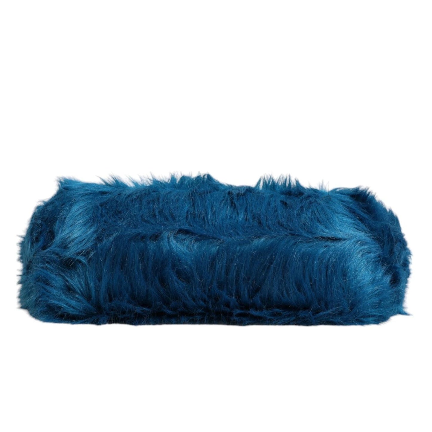 Base of Dolce & Gabbana Blue Fur Logo Plaque Double Handle Shoulder Bag showcasing fur material.