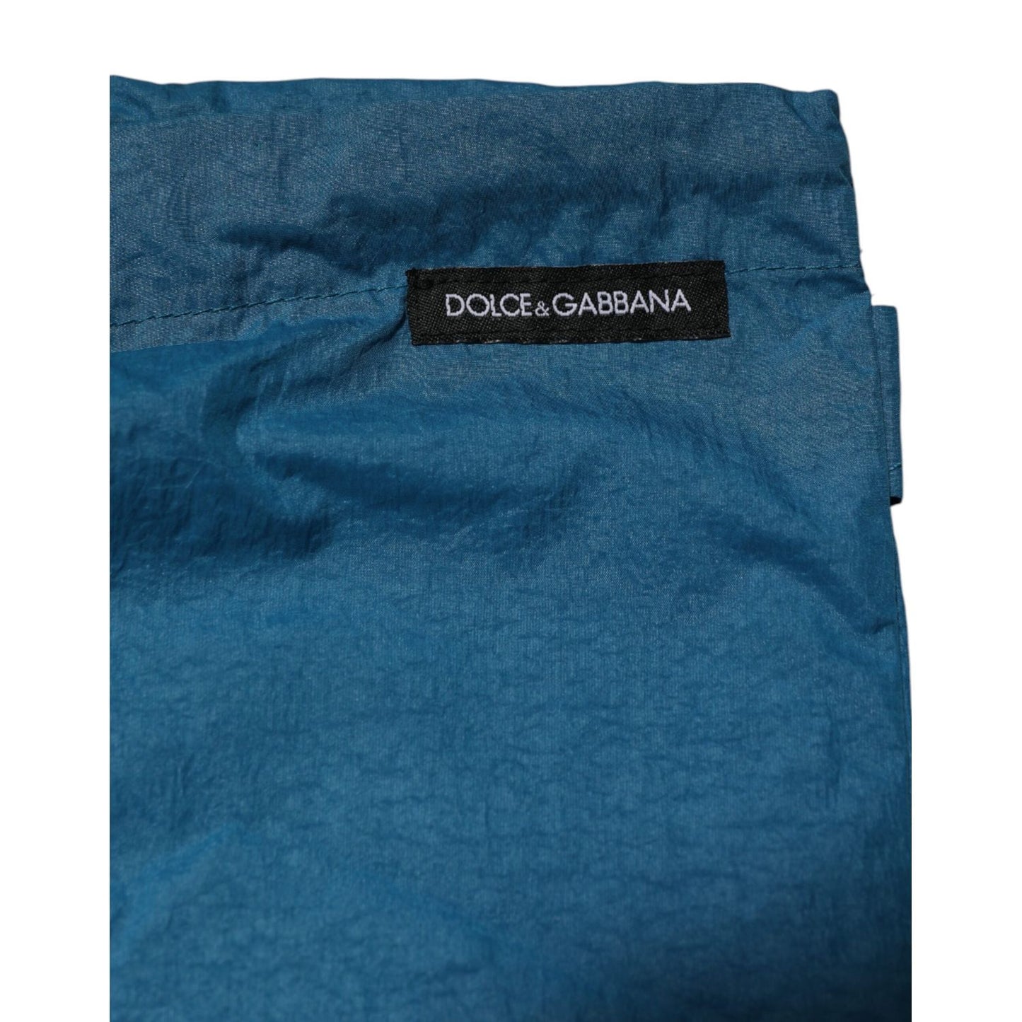 Dolce & Gabbana Blue Logo Waistband Beachwear Shorts Swimwear with logo close-up