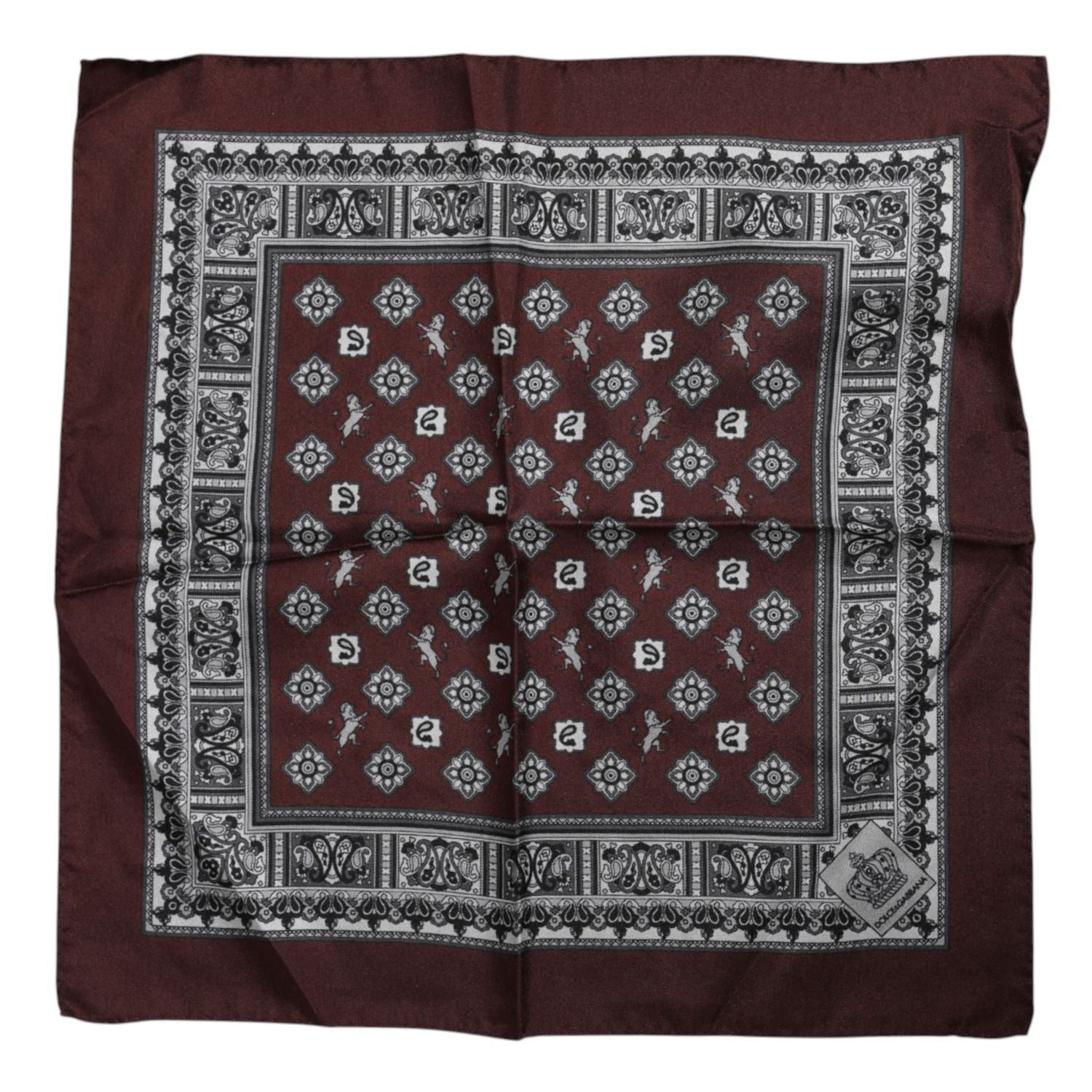 Dolce & Gabbana Bordeaux Bandana Silk Square Handkerchief Scarf