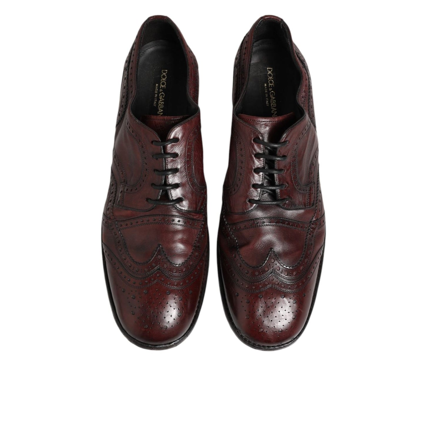 Dolce & Gabbana Bordeaux Leather Lace Up Dress Derby Shoes with classic silhouette and polished finish