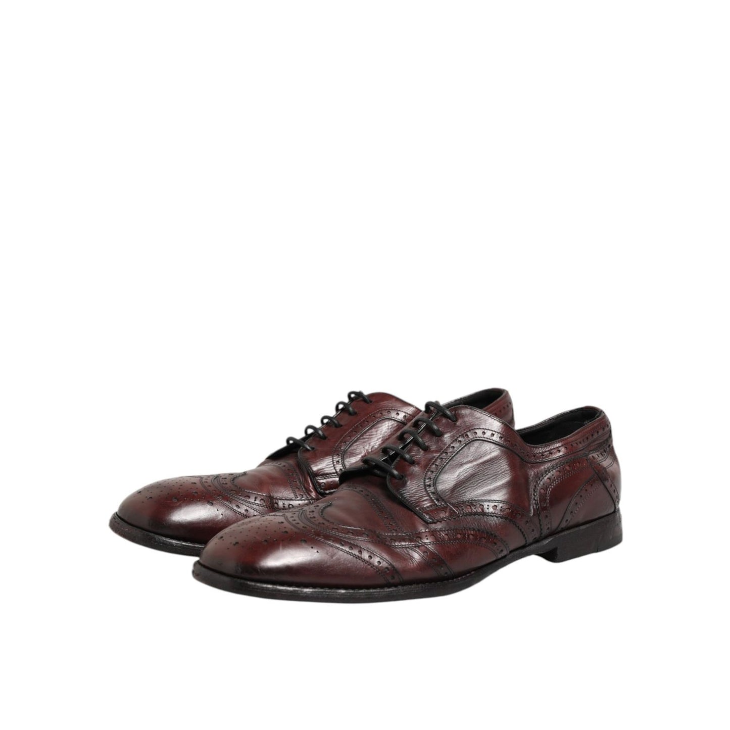 Dolce & Gabbana Bordeaux Leather Lace Up Dress Derby Shoes in a polished leather finish, perfect for formal occasions and tailored looks.