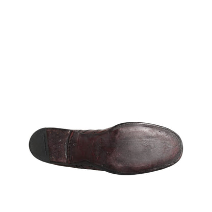 Sole view of Dolce & Gabbana Bordeaux Leather Lace Up Dress Derby Shoes showcasing craftsmanship and quality leather.