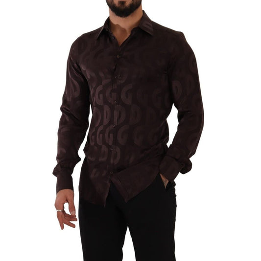 Dolce & Gabbana Bordeaux Silk Pattern Shirt made of 100% cotton, featuring a stylish patterned design.