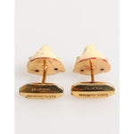 Dolce & Gabbana Brass Gold Tone Dog Puppy Men's Accessories Cufflink, playful design, made in Italy, gold-tone brass, formal wear.