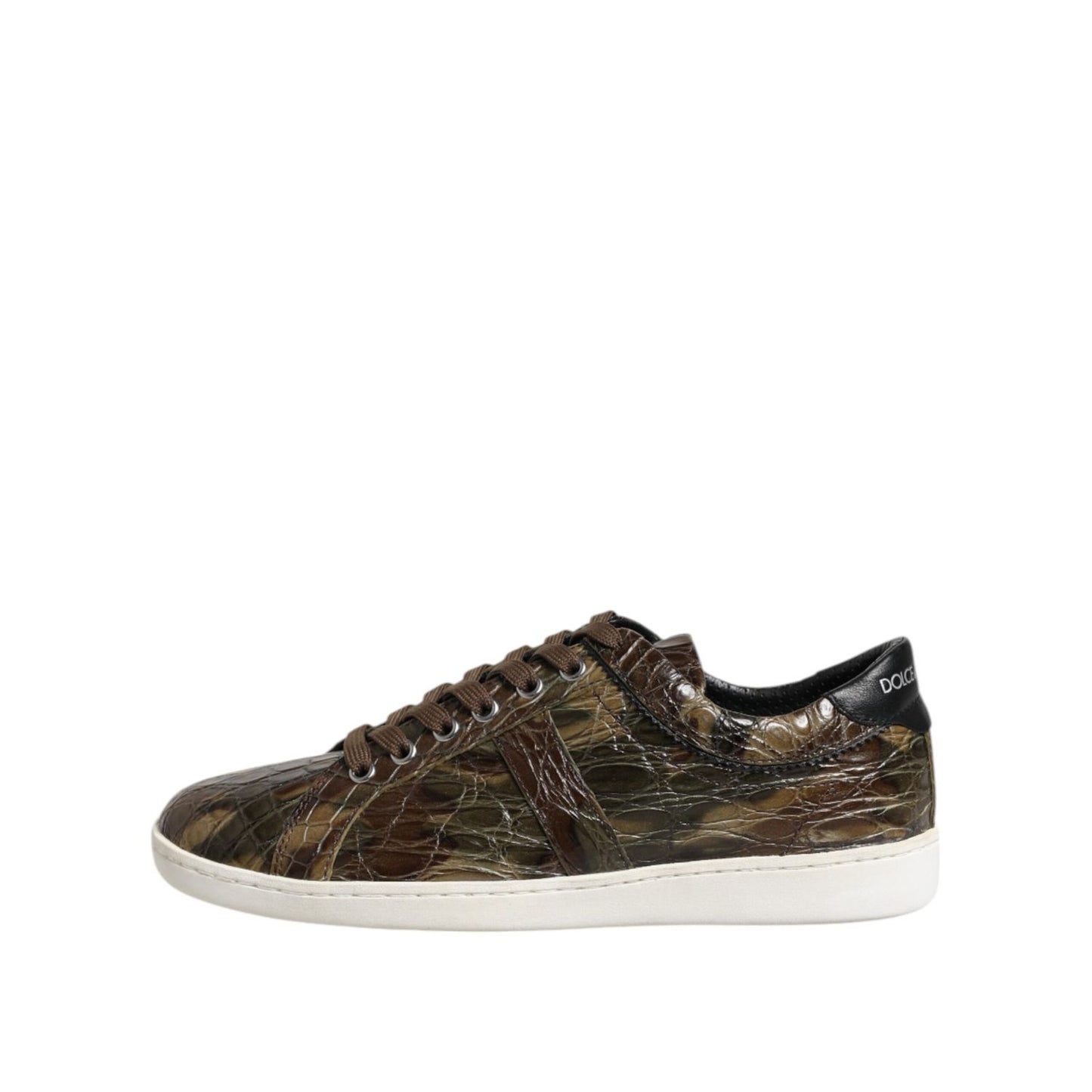 Dolce & Gabbana Brown Exotic Leather Low Top Sneakers Shoes