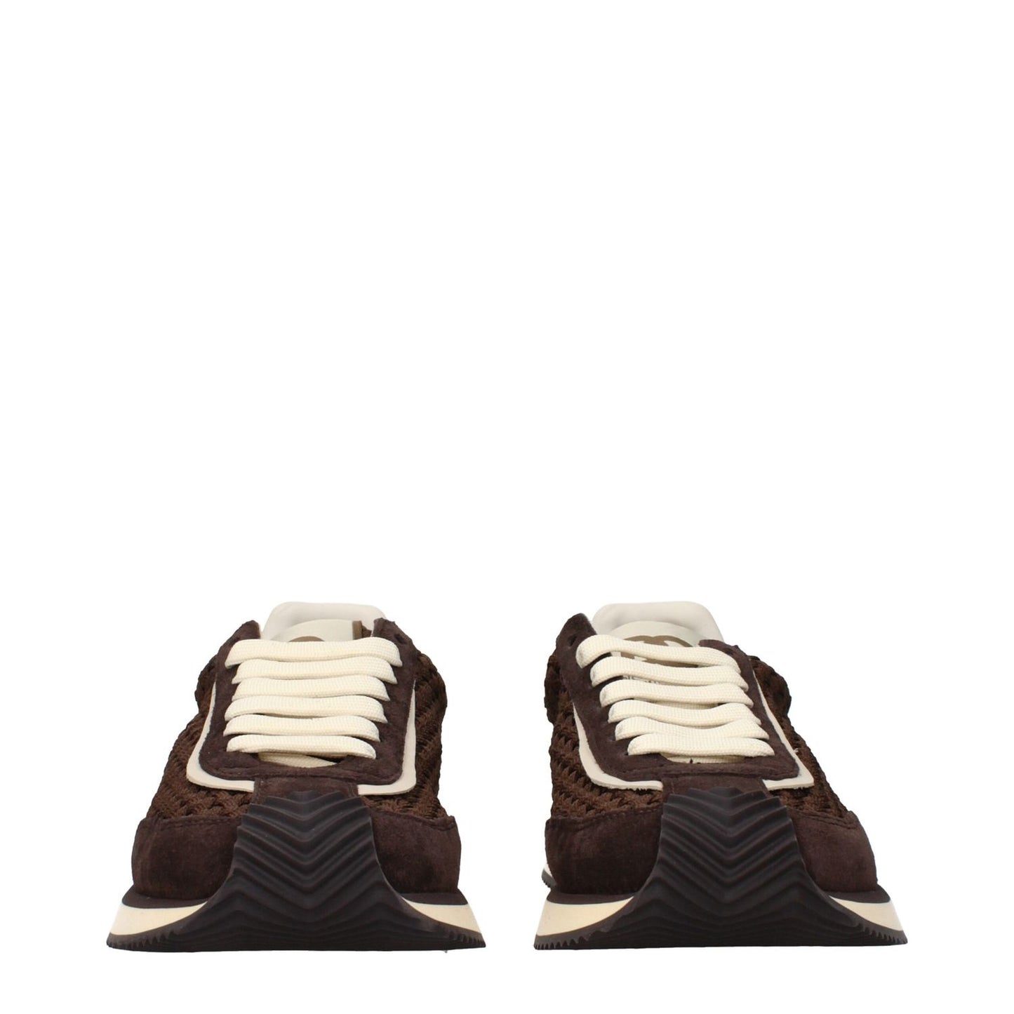 Dolce & Gabbana Brown Fabric Low Top Sneakers with front and back logo, showcasing unique design.