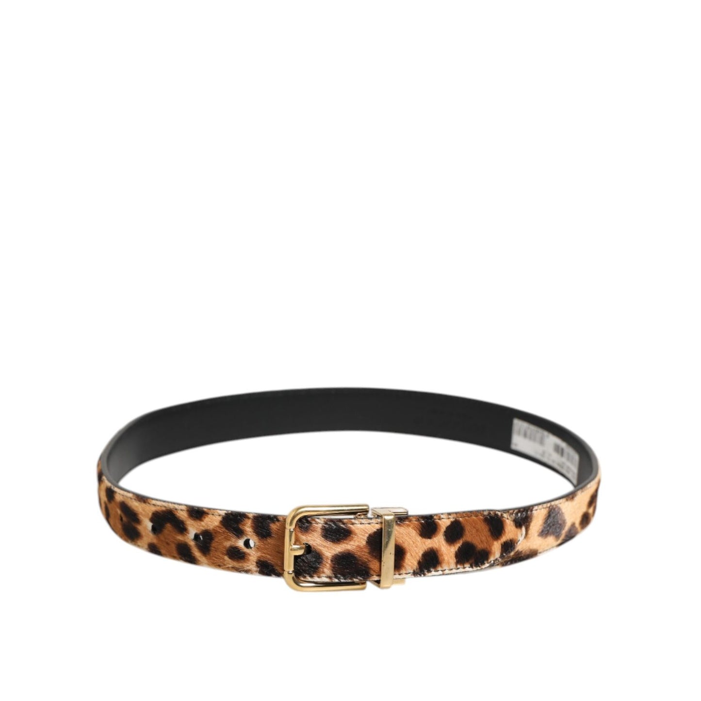 Dolce & Gabbana Brown Leather Leopard Print Metal Buckle Belt