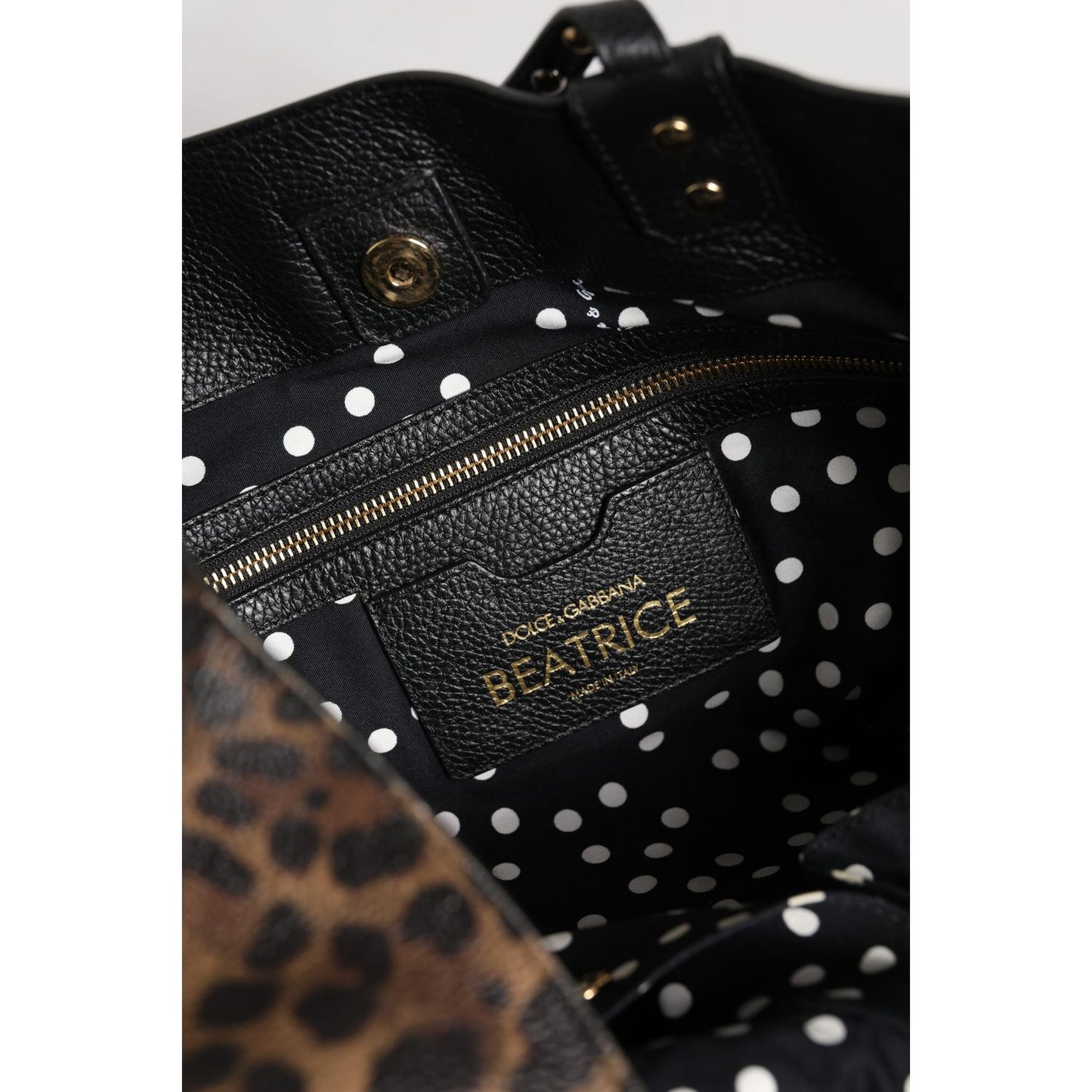 Dolce & Gabbana Brown Leopard BEATRICE Leather Logo Plaque Tote Bag