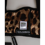 Dolce & Gabbana Brown Leopard Silk Balconnet Bra Underwear with logo details, showcasing luxurious leopard print fabric, made in Italy.