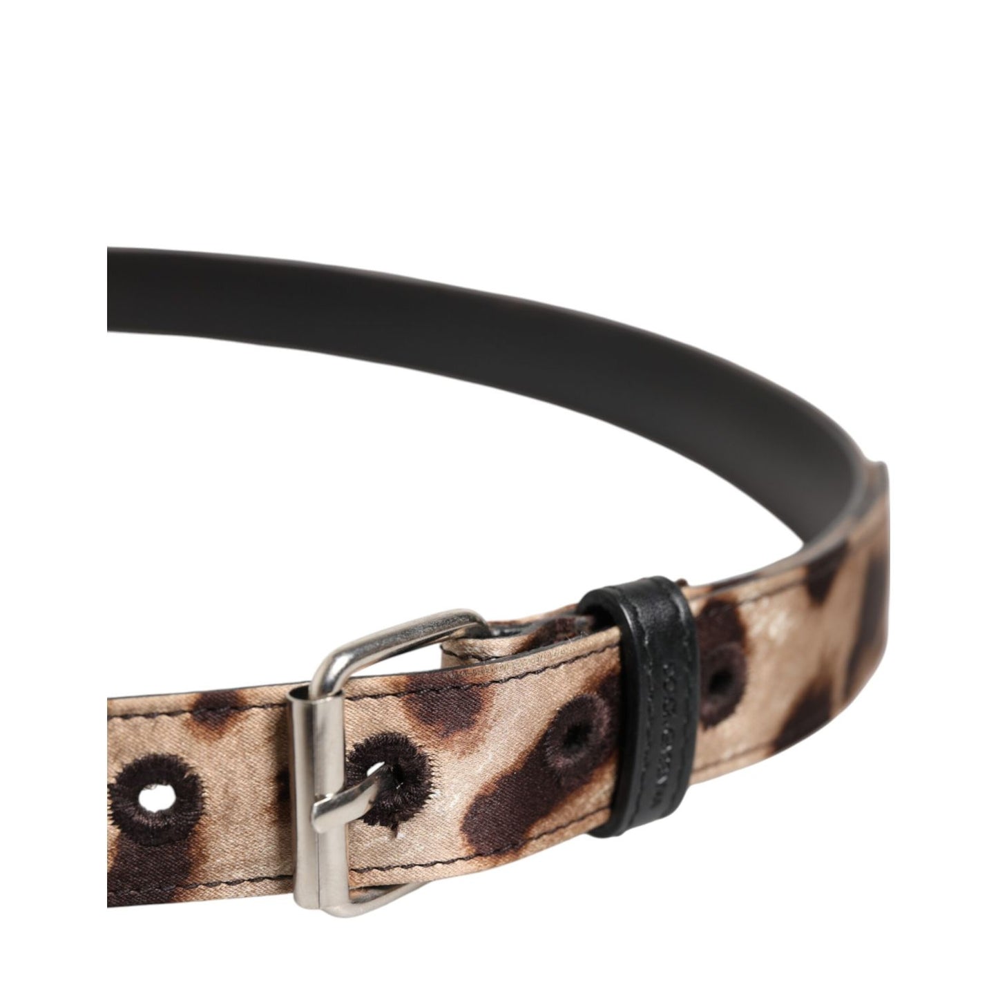 Dolce & Gabbana Brown Leopard Silver Metal Buckle Belt