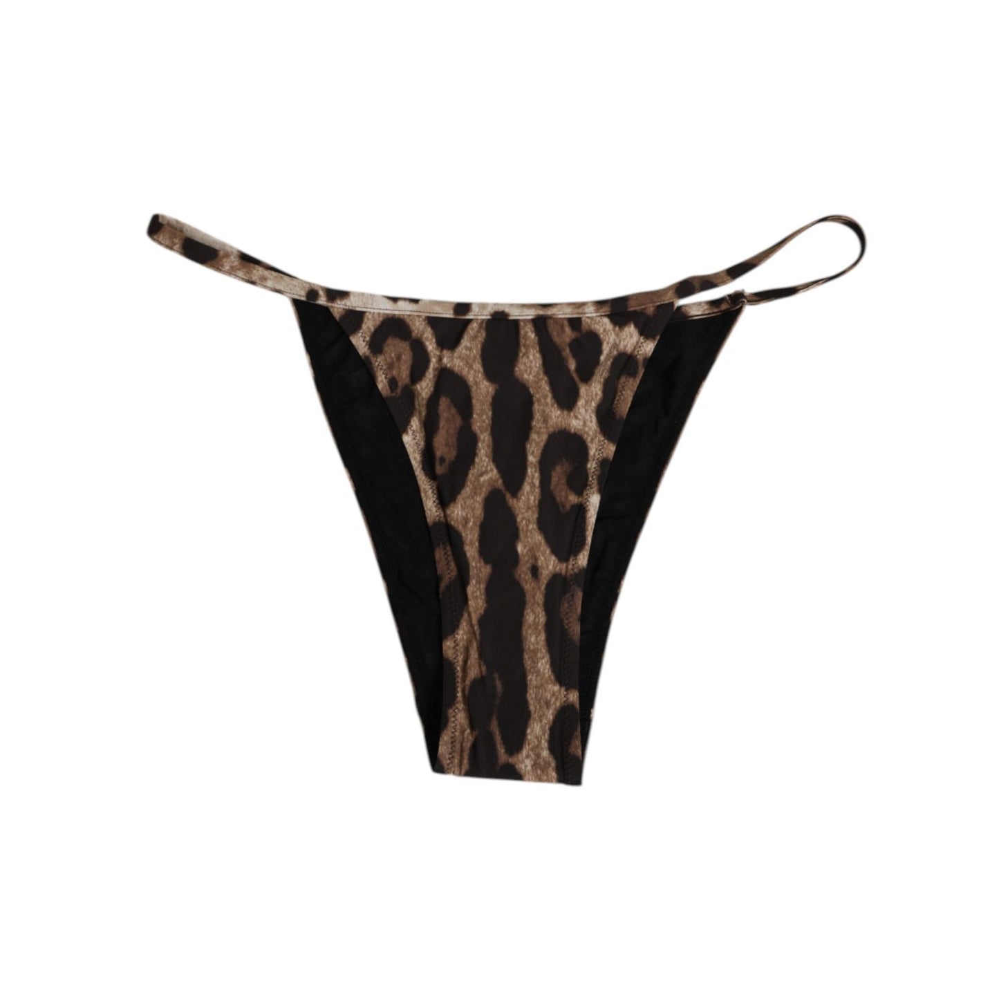 Dolce & Gabbana Brown Leopard Triangle Tanga Panty Underwear, featuring iconic leopard print, flattering minimal fit, made in Italy.