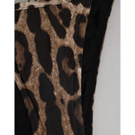 Close-up of Dolce & Gabbana Brown Leopard Triangle Tanga Panty Underwear in classic leopard print design.
