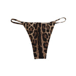 Dolce & Gabbana Brown Leopard Triangle Tanga Panty Underwear with iconic leopard print and logo details.