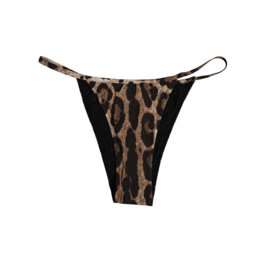 Dolce & Gabbana Brown Leopard Triangle Tanga Panty Underwear in classic leopard print for stylish minimal fit.