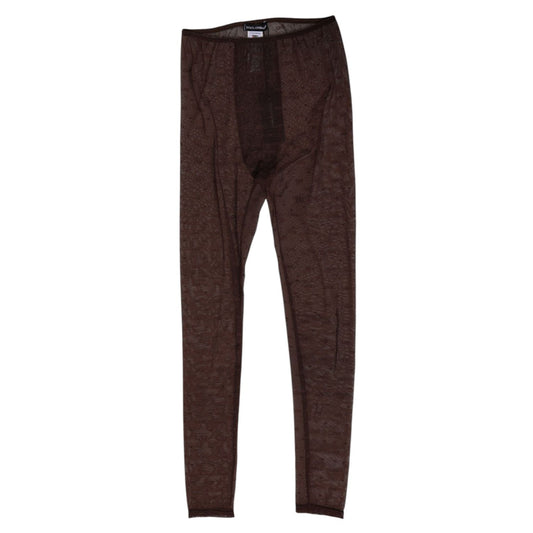 Dolce & Gabbana Brown Nylon Logo Lace Leggings Pants Underwear, mid-rise style in soft nylon-elastane with logo detail, Made in Italy.