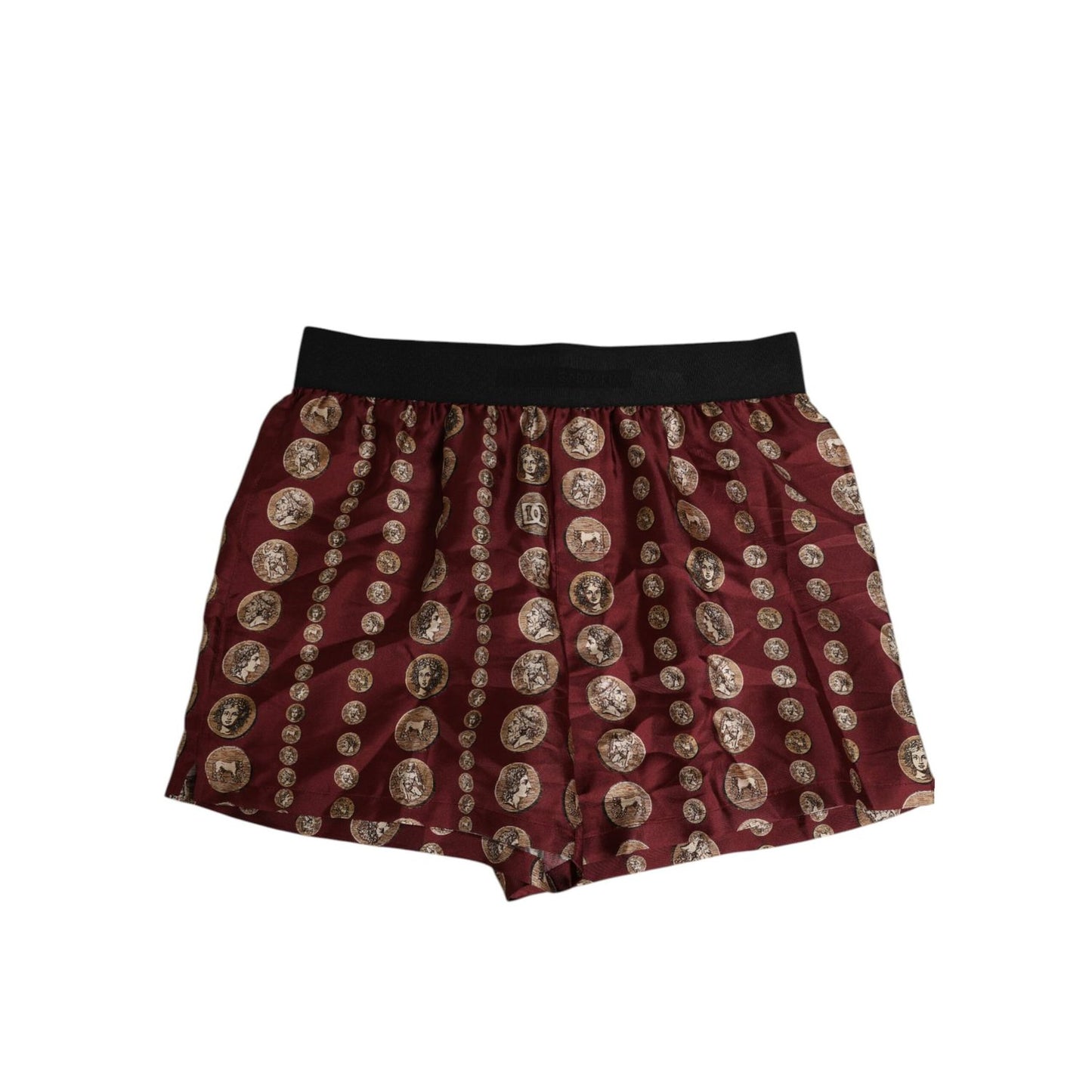 Dolce & Gabbana Burgundy Silk Coin Print Men Boxer Short Swimwear