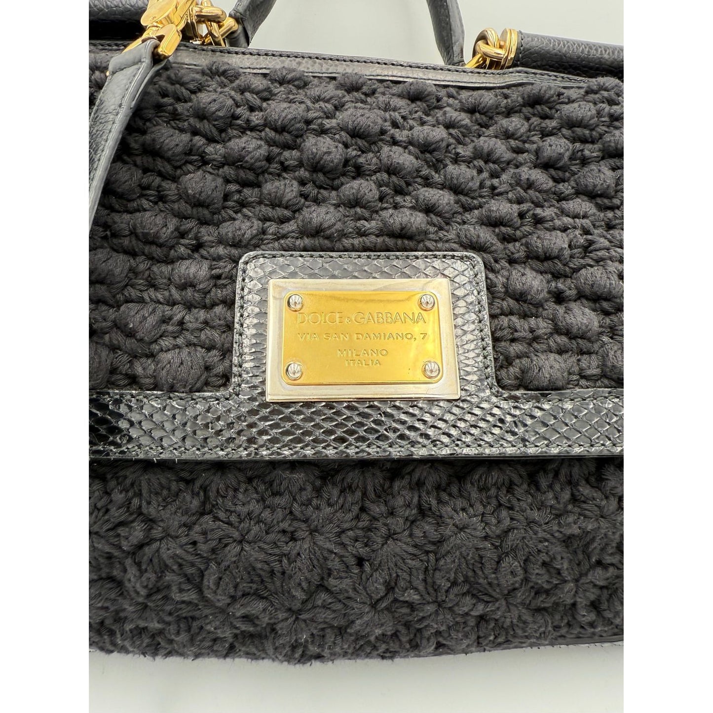 Dolce & Gabbana DOLCE & GABBANA Sicily Python and Macramé Handbag