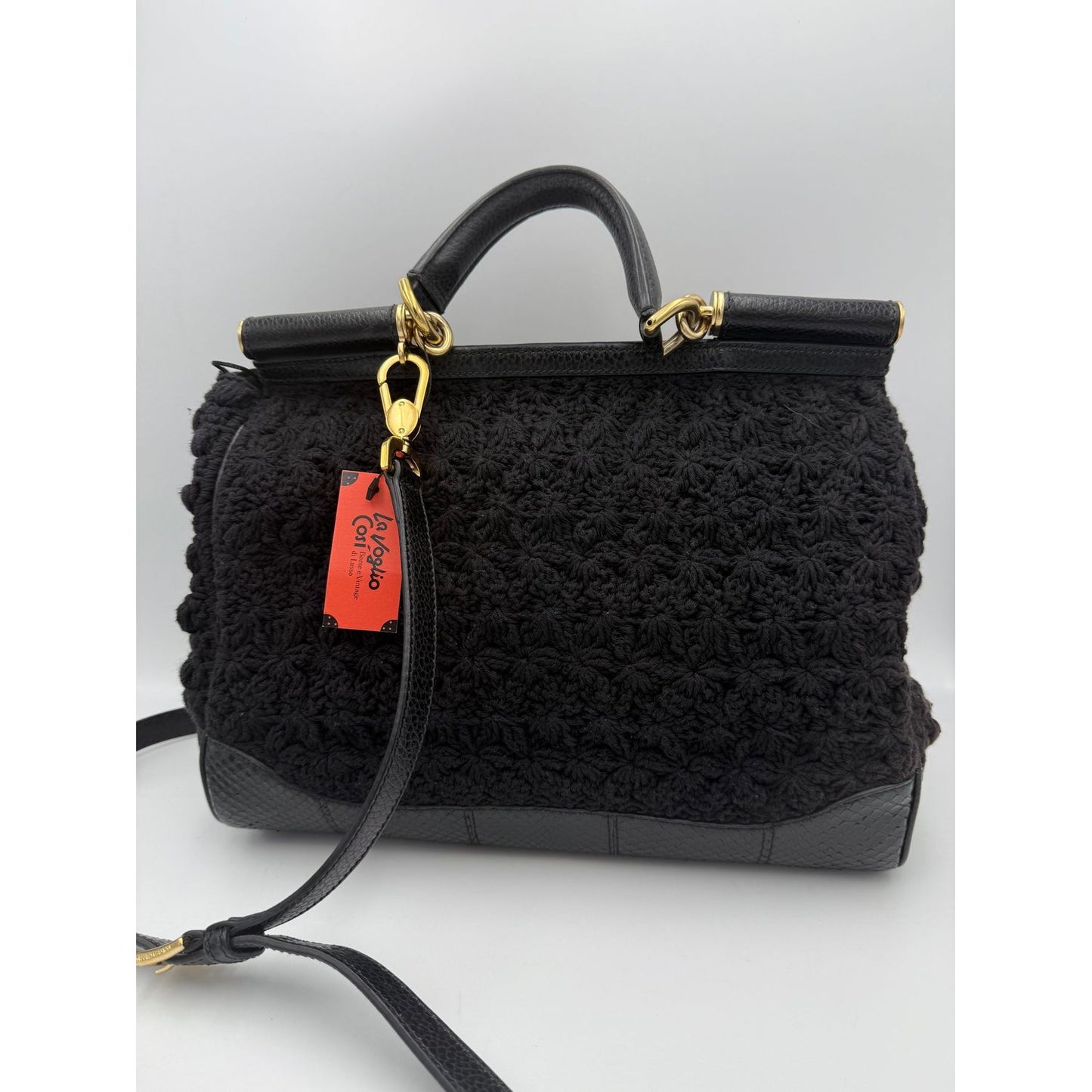 Dolce & Gabbana DOLCE & GABBANA Sicily Python and Macramé Handbag